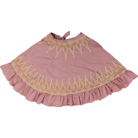 Vintage Pink Ivory Lace Linen Cottagecore Indie Skirt - Picture 7 of 8